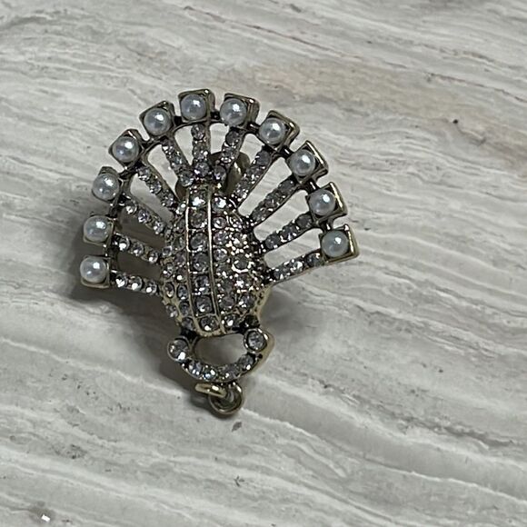 Anthropologie Cosmic Rocker Vintage Rhinestone Pearl Statement Post Earrings - Picture 8 of 9